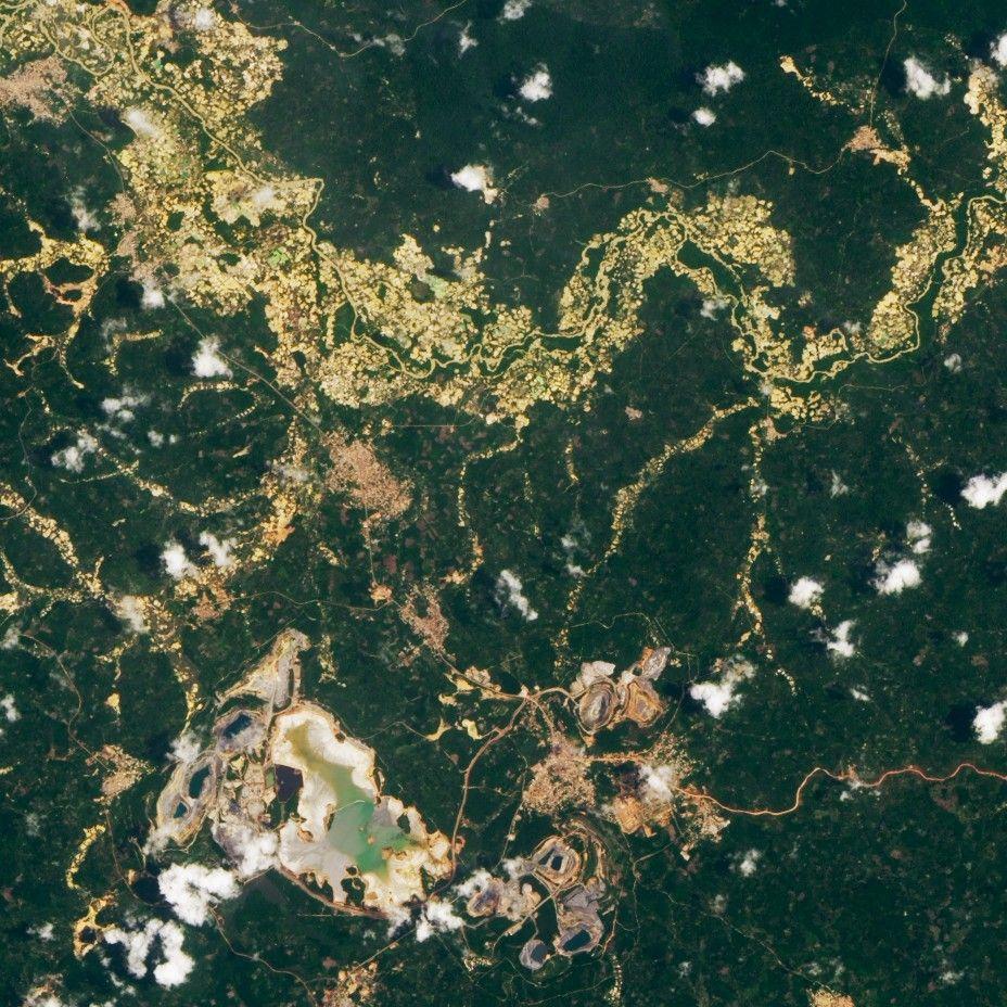 Satellite imagery showing gold mining impact on Ghana's landscape